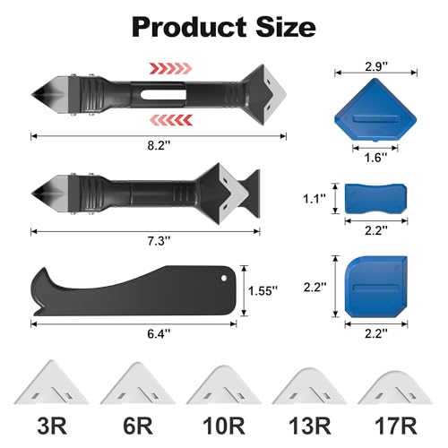 Caulking Tool Silicone Caulking Tools 3 in 1, Caulk Remover Tool, Sealant Finishing Tool Grout Remove Scraper, Caulk Remover Glass Glue Angle Scraper for Kitchen Bathroom Floor Window Sink