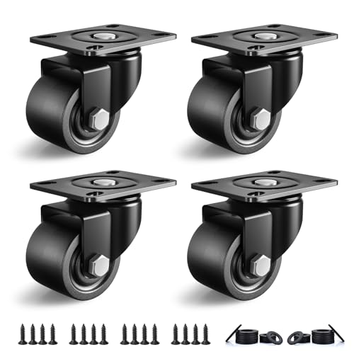 2 Inch Caster Wheels Set of 4, Heavy Duty Casters Load 2200lbs, Low Gravity Centere Industrial Swivel Casters, Plat Caster for Furniture and Workbench - style: 2 "