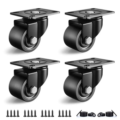 2 Inch Caster Wheels Set of 4, Heavy Duty Casters Load 2200lbs, Low Gravity Centere Industrial Swivel Casters, Plat Caster for Furniture and Workbench - style: 2 "