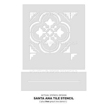 Santa Ana DIY Portuguese Tiles - Reusable Stencils for Home Decor (Large Size 12x12) - size: Large (12"x12")