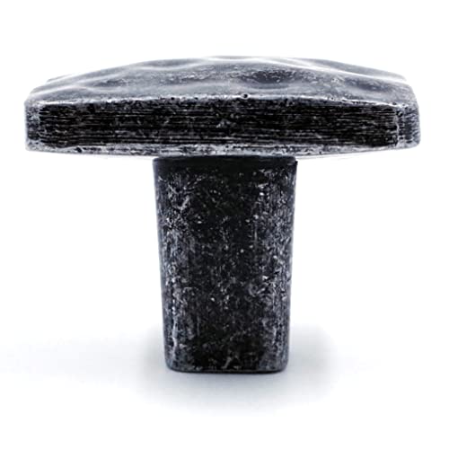 Jetland Square Hammered Cabinet Knobs - 6-Pack, Iron Scratches, 1-1/4" Knobs, Rustic Solid Cast Square Knobs for Dresser Nightstand Furniture, HT0612AS30 - color: Iron Scratches, size: 1-1/4" Knobs