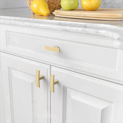 Amerdeco 10 Pack Brushed Gold Cabinet Knobs Single Hole Cabinet Handles 2 Inch Solid Zinc Alloy Cupboard Drawer Knobs Kitchen Cabinet Knobs T Bar Hardware ZH0003 - color: Brushed Gold, size: Knobs