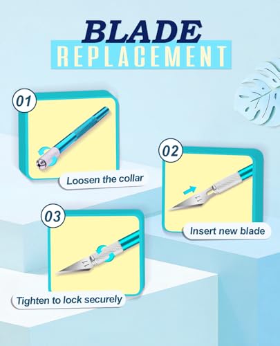 DIYSELF Precision Craft Knife with 10 Extra #11 Blades, 6-Inch Metal Ruler - color: Blue-10pcs