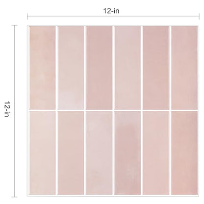 Alwayspon 12×12inch×10Pcs 2.5mm Thick Version Pink Marble Style 3D Vinyl Backsplash Tiles, Self-Adhesive Peel and Stick Wall Tile Stickers Stick on Subway Tiles for Kitchen Bathroom Wall - color: Pink