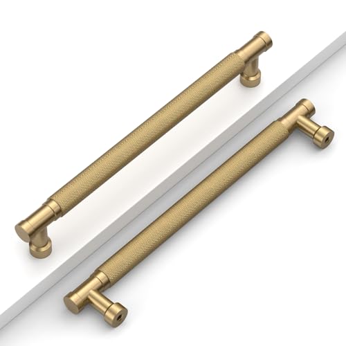 Champagne Bronze Knurled Cabinet Handles Kitchen Pulls 7.5 Inch 10 Pack - color: Champagne Bronze, size: 7.5" Hole Center