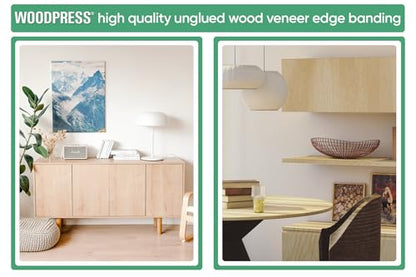 WoodPress® 7/8 inch Real Maple Wood Unglued Edge Banding Veneer - 500 ft Professional Trade Roll - Sanded & Fleeced Trim for Furniture, Worktop, Door, Table, Cabinet, Shelves
