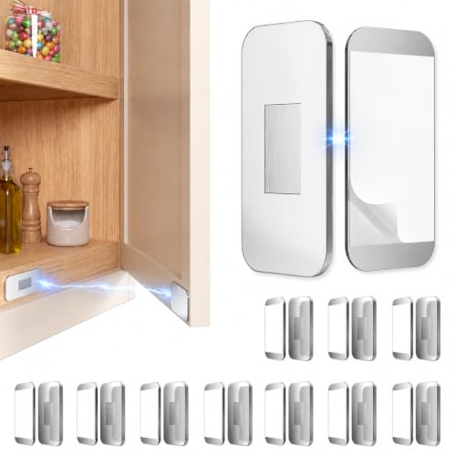 10 Pack Ultra-Thin Magnetic Cabinet Door Catch, No-Drill Adhesive