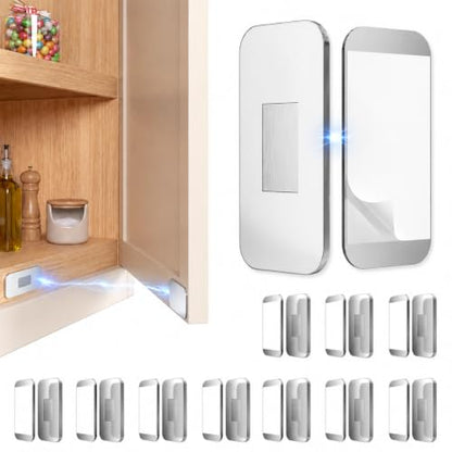 10 Pack Ultra-Thin Magnetic Cabinet Door Catch, No-Drill Adhesive