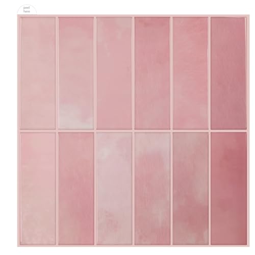 Peel and Stick Backsplash for Kitchen,New Upgrade 12" x 12" Large Premium Kitchen Backsplashs,Stick on Subway Tiles for Bathroom Pink 10-Sheet. - color: Pink