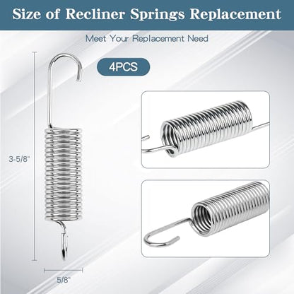 3-5/8" Recliner Springs Replacement, Stainless Steel, 4-Pack