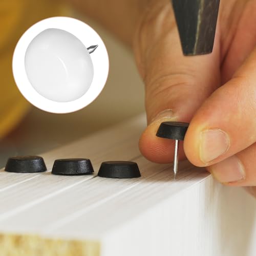 METALLIXITY Furniture Feet Nail (15mm/059in) 30Pcs, Plastic Circular Slope Chair Glides Sliders - for Chairs Sofa Furniture Sliders Protector Pad, White