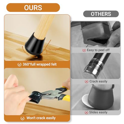 24 PCS Silicone Chair Leg Floor Protectors Large (1.3"-1.4") Rubber Felt Furniture Pads Chair Legs Caps/Covers for Hardwood Floors, Tile from Scratches & Reduce Noise - Round, Black - size: Large (1.3"-1.4")