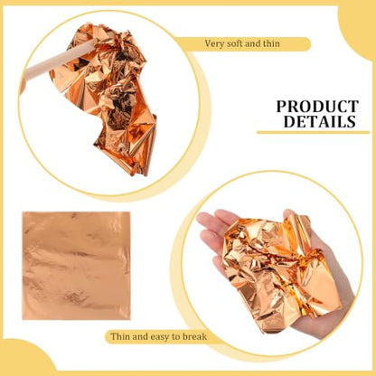Cunhill 100 Pcs Imitation Gold Leaf Sheets, Art Foil Paper,Rose Gold - color: Rose Gold