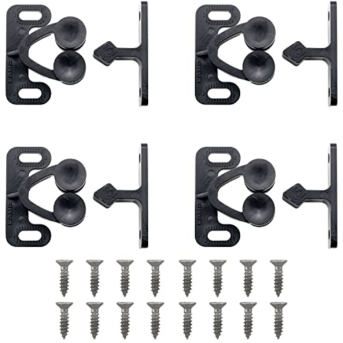 4pcs Plastic Double Roller Catches Door Catches Furniture Fittings, Black
