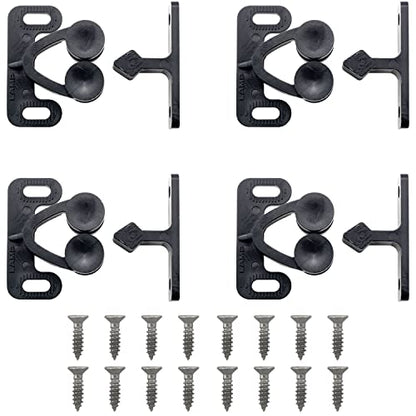 4pcs Plastic Double Roller Catches Door Catches Furniture Fittings, Black