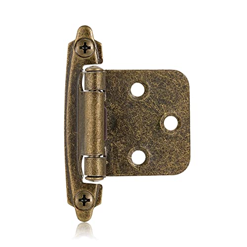 Antique Brass Cabinet Hinges, 1/2” Overlay, 4 Pack - color: Antique Brass, size: 1/2 Inch Overlay