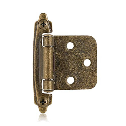 Antique Brass Cabinet Hinges, 1/2” Overlay, 4 Pack - color: Antique Brass, size: 1/2 Inch Overlay