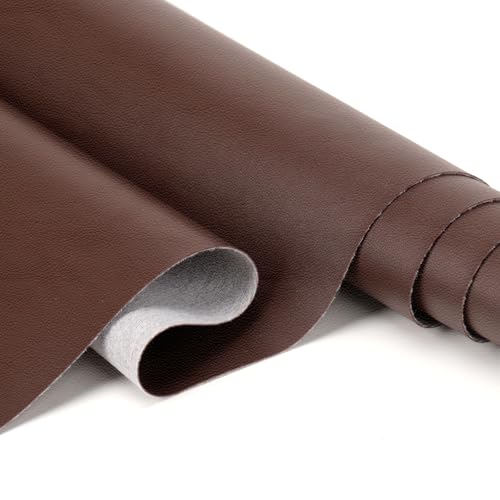 Faux Leather Fabric Smooth Solid 54" x 36" (Dark Brown) - color: Dark Brown