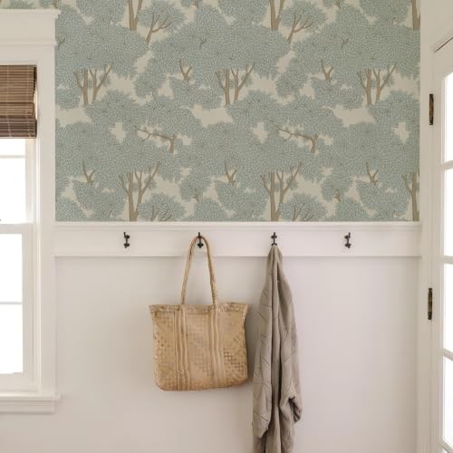 Tree Peel and Stick Wallpaper 17.7" x 1200" Forest Jungle Wall Mural Waterproof Bathroom Stick on Wallpaper Contact Paper Mural - color: Light, size: 17.7in x 98.43ft