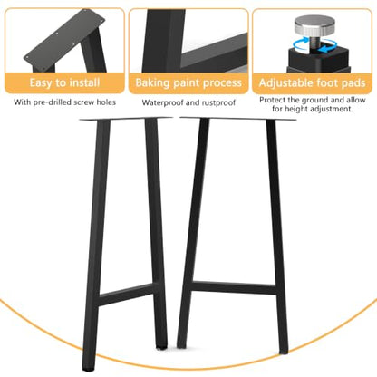 Metal Furniture Legs H-Shape,Black Set of 2, 40H x 20W - size: 40 IN