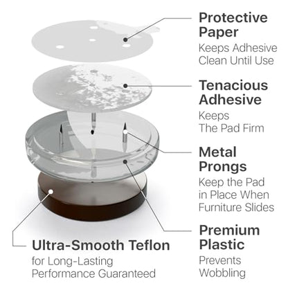 X-Protector Chair Glides - 16 PCS 1" - Premium Furniture Glides with Prongs - size: 1in (TEFLON, 16 PCS)
