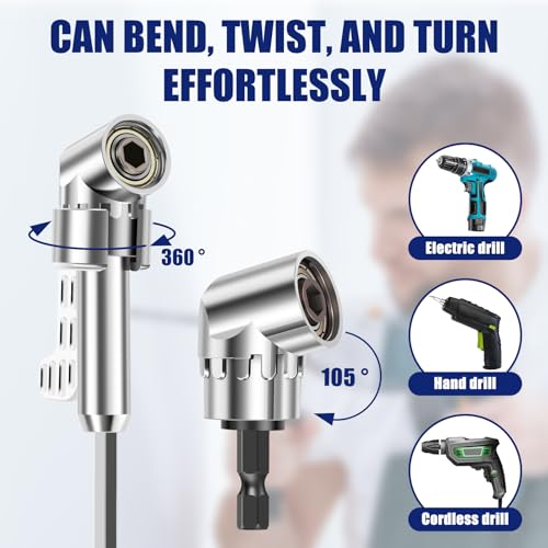105° Right Angle Drill Adapter Set, Long & Short with Bits for Tight Space