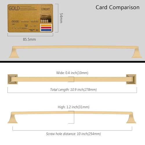 Amerdeco 10 Pack Champagne Bronze Cabinet Pulls 10 Inch(254mm) Hole Center Cabinet Hardware Kitchen Cabinet Handles for Bathroom Drawer Pulls Dresser Pulls ZH0002 - color: Champagne Bronze, size: 10" hole center