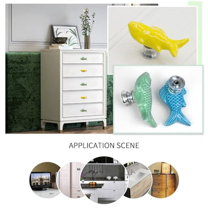 6pcs Creative Fish Pull Handles Drawer Knobs Nursery Ceramic