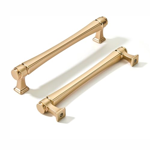 LIMUR 10 Pack 5 Inch (128mm) Hole Center Champagne Gold Cabinet Pulls – Solid Zinc Alloy Kitchen Cabinet Handles, Drawer Pulls for Bathroom Vanity, Dresser & Wardrobe, M4 Screws Included - color: Champagne Gold, size: 5"/128 MM Hole Center