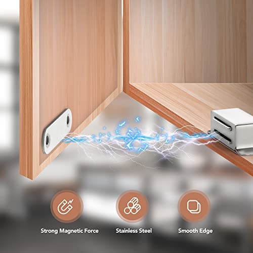 Ravinte Silver Magnetic Door Catch, Brushed Nickel Cabinet Magnets, 4 Pack - color: Satin Nickel