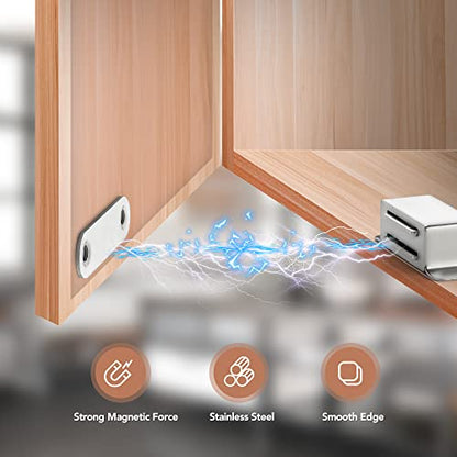 Ravinte Silver Magnetic Door Catch, Brushed Nickel Cabinet Magnets, 4 Pack - color: Satin Nickel