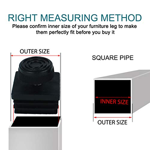 uxcell Leveling Feet 38 x 38mm Square Inserts Kit Furniture Glide Adjuster 4 Sets