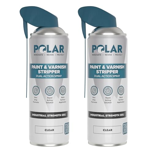 Polar Paint & Varnish Stripper Spray - 2 x 17 Fl Oz | Industrial Strength Gel Removal for Paints, Varnishes & Other Stubborn Resides | Multi Surface Paint Stripper for Wood, Metal and Concrete - size: 16 Fl Oz (Pack of 2)
