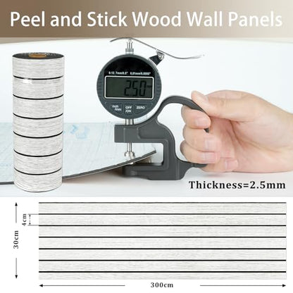 Light Grey Wood Slat Wall Panelling PVC Wall Panels Peel and Stick - color: Light Gray
