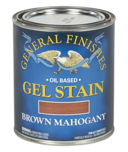 General Finishes Oil Base Gel Stain, 1 Quart, Brown Mahogany - color: Brown Mahogany, size: 1 Quart
