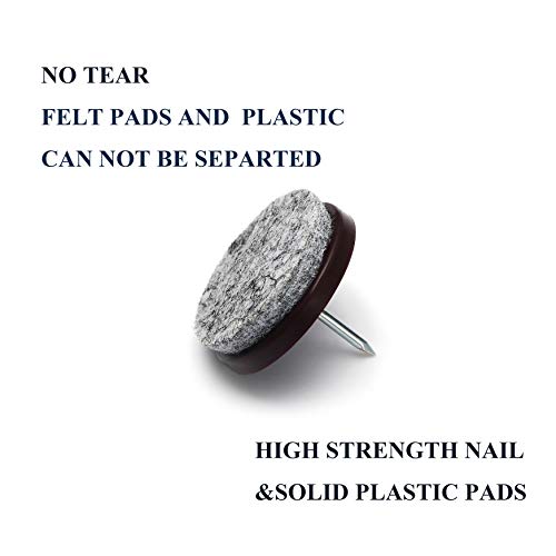 Nail on Felt Pads Furnigear Furniture Pads Nail- Floor Protectors for Furniture Legs 24Pack Chair Felt Pads for Hardwood Floors(1-1/2",Gray) - size: 1-1/2" (Round, Gray)