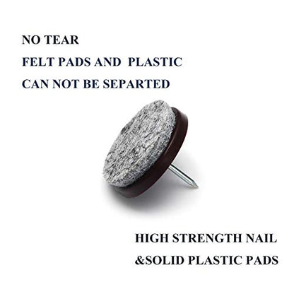 Nail on Felt Pads Furnigear Furniture Pads Nail- Floor Protectors for Furniture Legs 24Pack Chair Felt Pads for Hardwood Floors(1-1/2",Gray) - size: 1-1/2" (Round, Gray)
