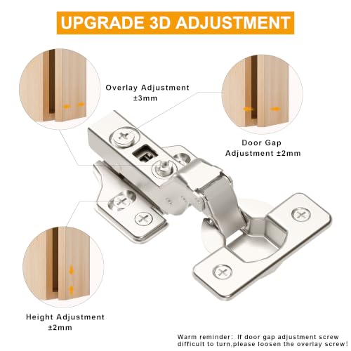 20Pcs Soft Close Inset Cabinet Hinges with Clip-On Plate - color: Inset, size: 20 Pieces