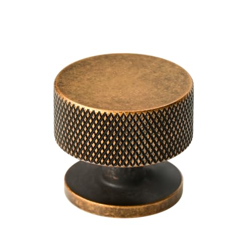 Alzassbg Antique Brass Knurled Round Cabinet Knobs 10 Pack, AL6023EAB - color: Antique Brass, size: 10 Pack