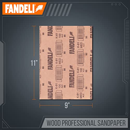 Fandeli |Wood Sanding Paper | Medium Grit | 25 Sheets of 9'' x 11'' | Perfect for Sanding Wood | Hand Sanding | Orbital Sanders - style: medium grit