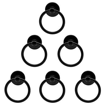 Luomorgo 6 Pcs Matte Black Ring Pull Handle Knobs - color: Matte Black-6pcs