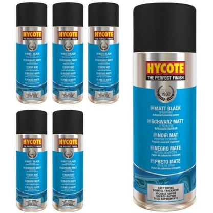 Hycote Black Spray Paint, Matt Black 13.5 Oz (Pack of 6) – Flat Non-Reflective Acrylic Finish – UV Resistant – Quick Drying – For Metal, Plastic, Automotive & Ceramic Surfaces, 400ml - color: Black (Matt), size: 81.2 Ounce (Pack of 1)