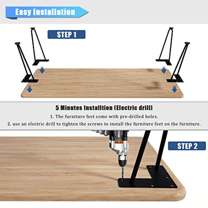 Hairpin Legs 12", Black Metal Furniture Legs for Table Bench, Set of 4 - size: 12inch