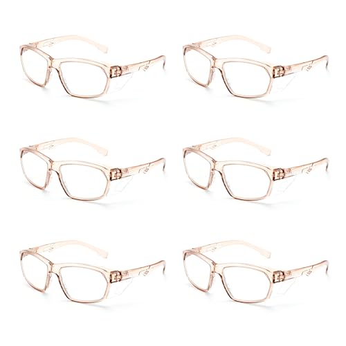 ProtectX Stylish Safety Glasses Anti-Fog Scratch Cold Brew Clear - 6PC - color: 6 Pack Cold Brew