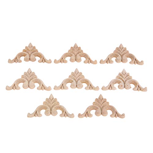 8Pcs Wood Carved Appliques Onlays Small Corner Carving Decals for Furniture - size: 4x4cm/1.57"x1.57"