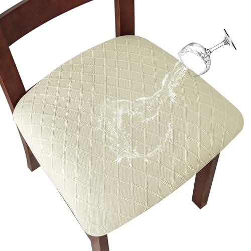 Genina Waterproof Seat Covers for Dining Room Chair Cushion Covers Set of 2 - color: Beige, size: 2 Pcs