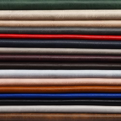 Faux Leather Fabric, Soft Synthetic PU Fabric Material, Thick Durable Synthetic Repholstery Leather Vinyl, Soft Touch Distressed DIY Crafts, Upholstery - Individual 1 Yards Cut 36" x 54"- Light Blue - color: Light Blue