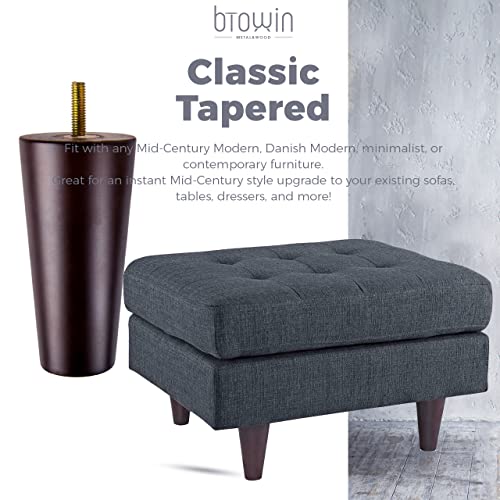 6 inch Solid Wood Tapered Furniture Legs Set of 4 with 5/16" Bolts - color: Walnut, size: 6" (15cm)