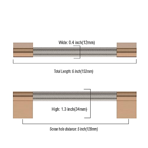 Asidrama 10 Pack 5 inch Satin Nickel and Champagne Bronze Cabinet Pulls - color: Nickel-Gold, size: 5" Hole Center(128mm)