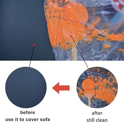 5 Pcs 9x12ft Plastic Drop Cloths for Painting, Plastic Tarp Waterproof Dustproof Multi-Purpose Furniture Cover Floor Wall Protection Film